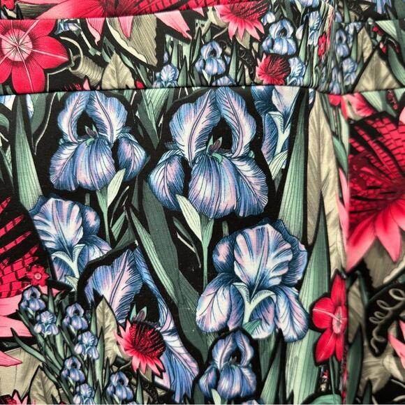 ASOS Purple Pink Green Floral Print Sleeveless Sheath Midi Dress Size 14 - Picture 7 of 9